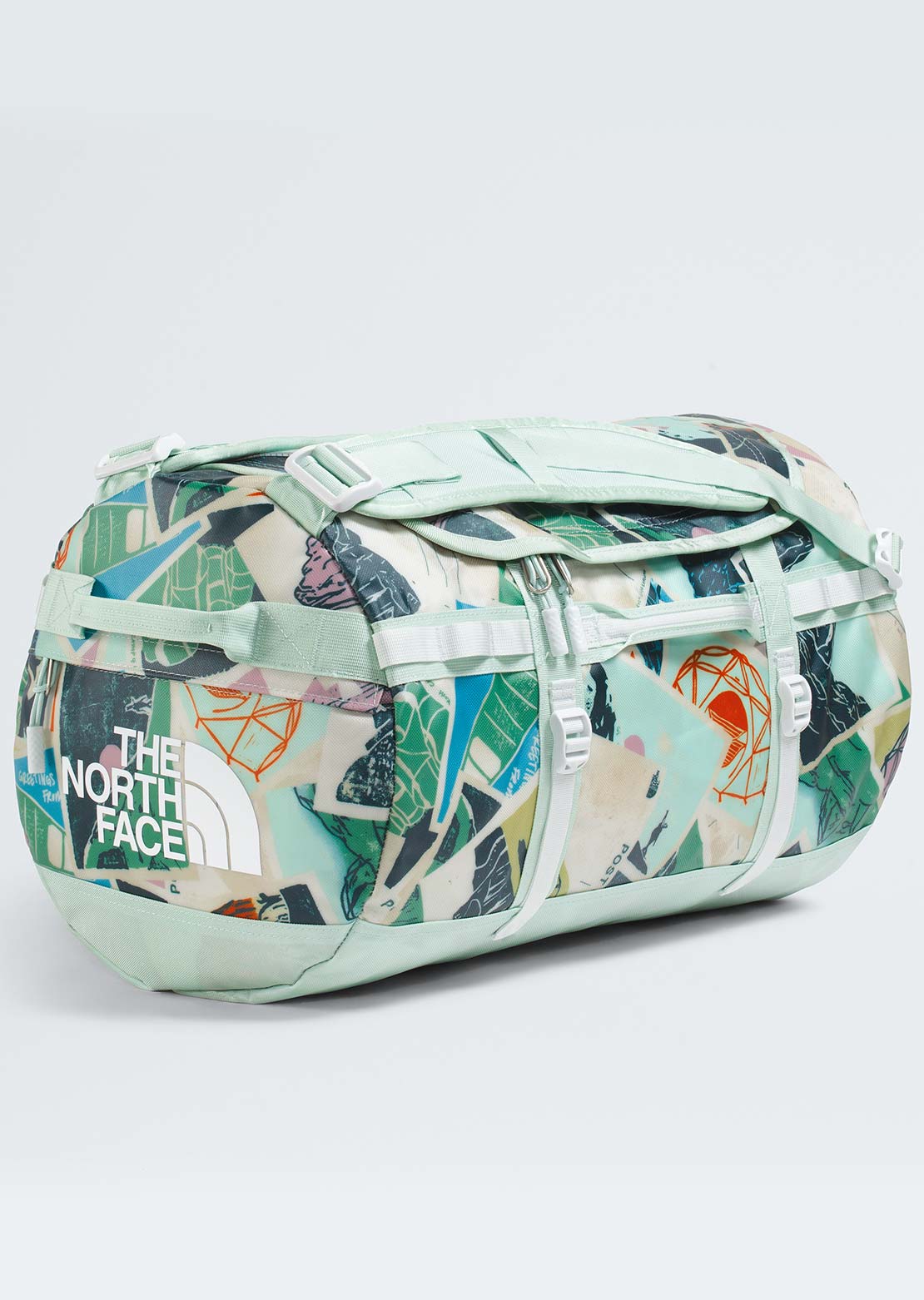 The North Face Unisex Base Camp S Duffel Bag Opal Frost/TNF Postcards Print/Opal Frost/Pearl Stone