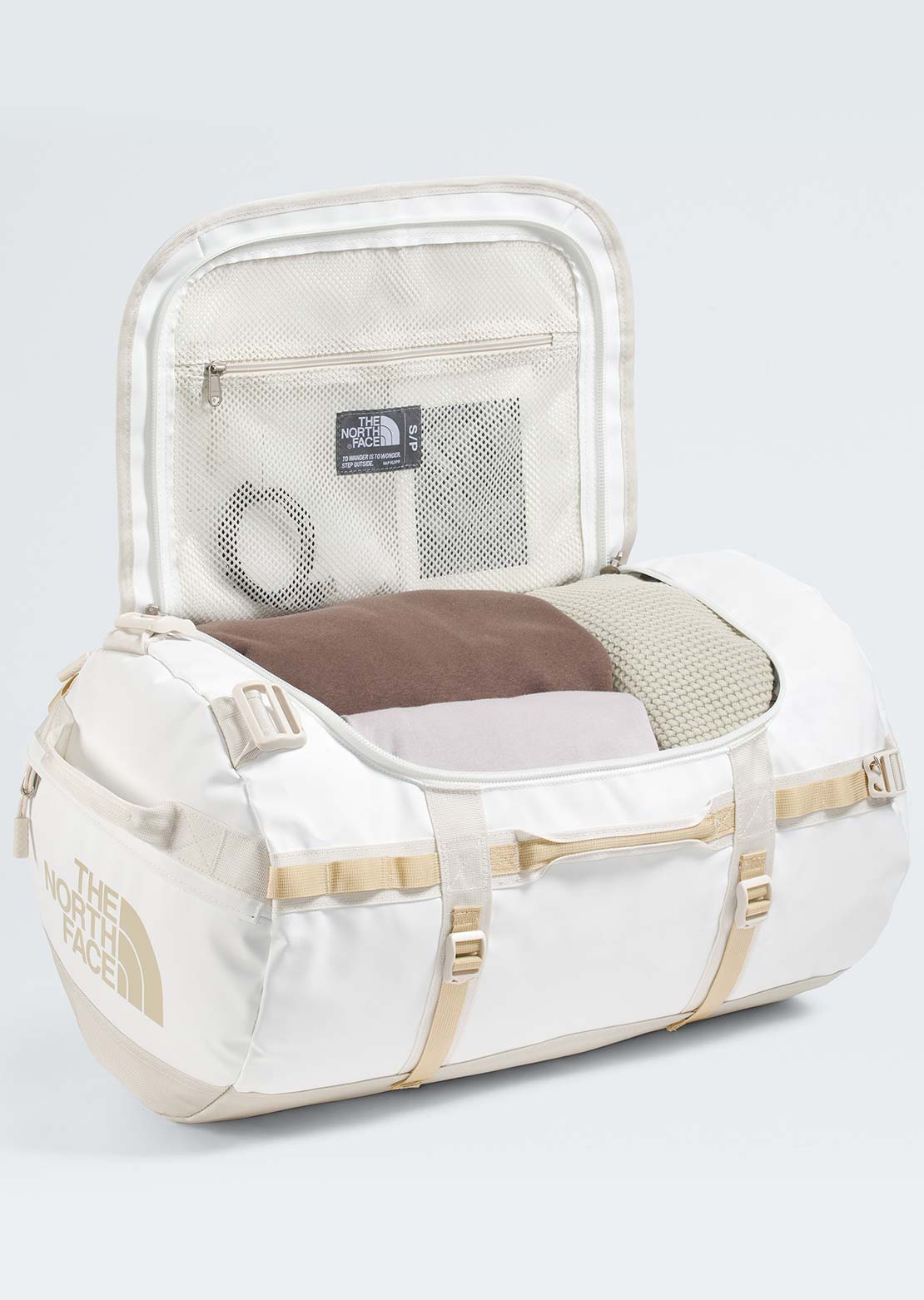 The North Face Unisex Base Camp S Duffel Bag White Ash/Calacatta/Pale Khaki