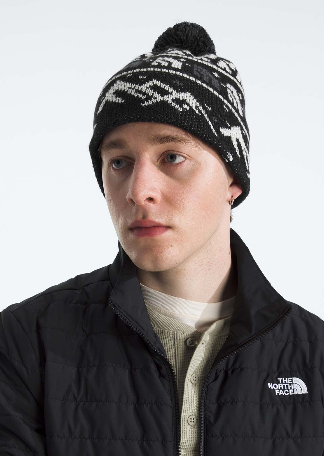 The North Face Unisex Cabin Ski Tuke Beanie TNF Black Jacquard/Pom