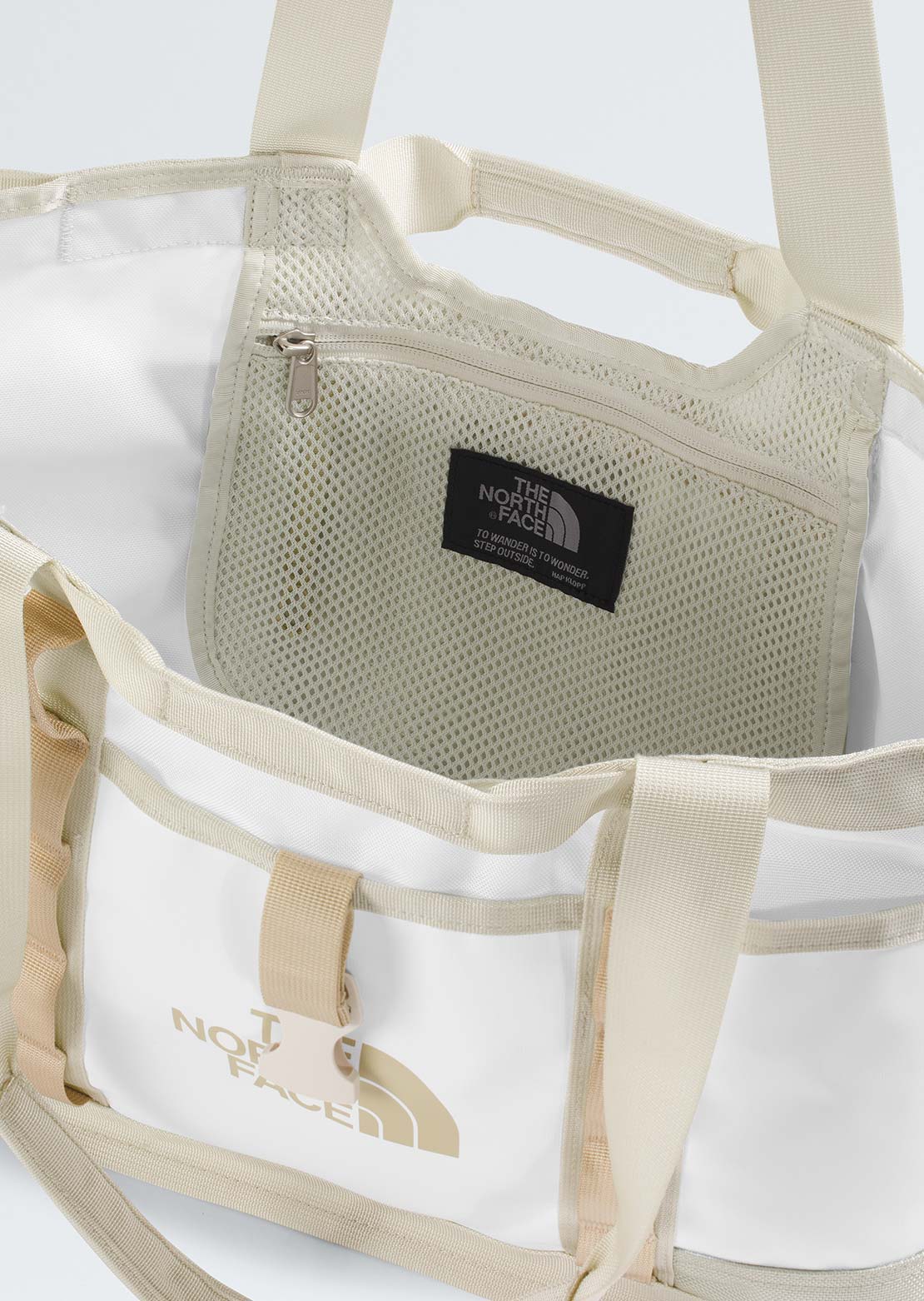 The North Face Women's Base Camp Utility Tote Bag White Ash/Calacatta/Pale Khaki