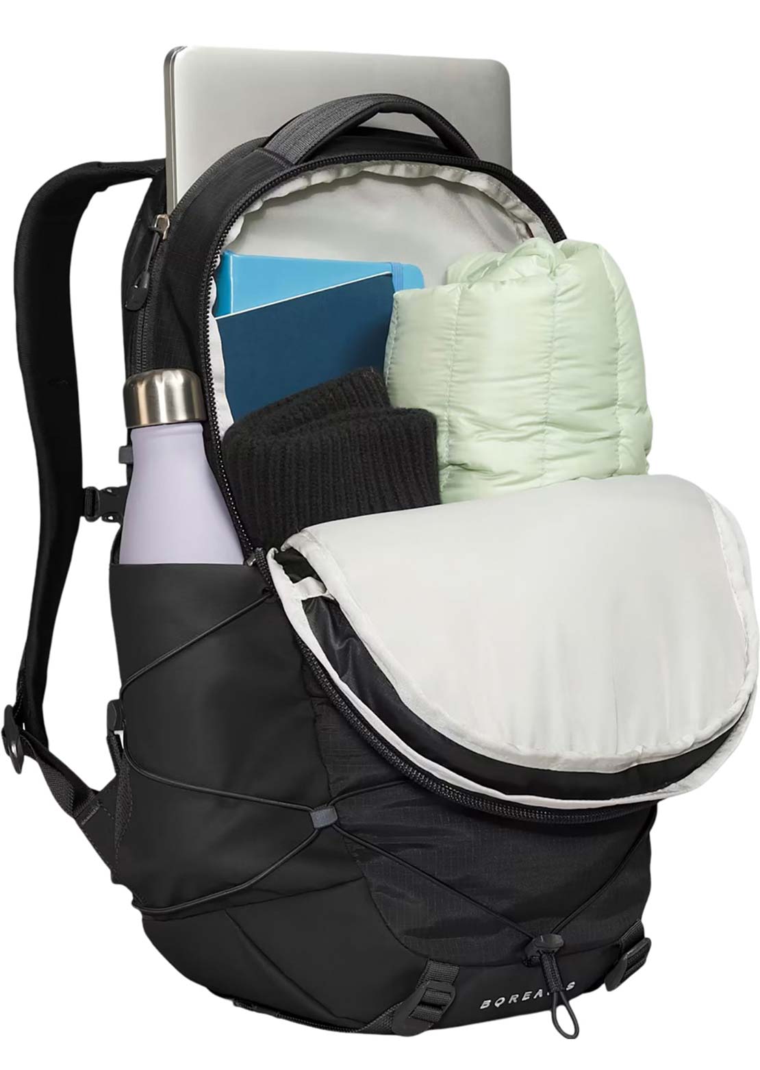 north face borealis backpack tnf black tnf white The Commuter Laptop - Water Repellent, Laptop Sleeve, Large Main Compartment, U Borealis Patch/TNF White, One Size and a front compartment with internal organization THE NORTH FACE - BOREALIS