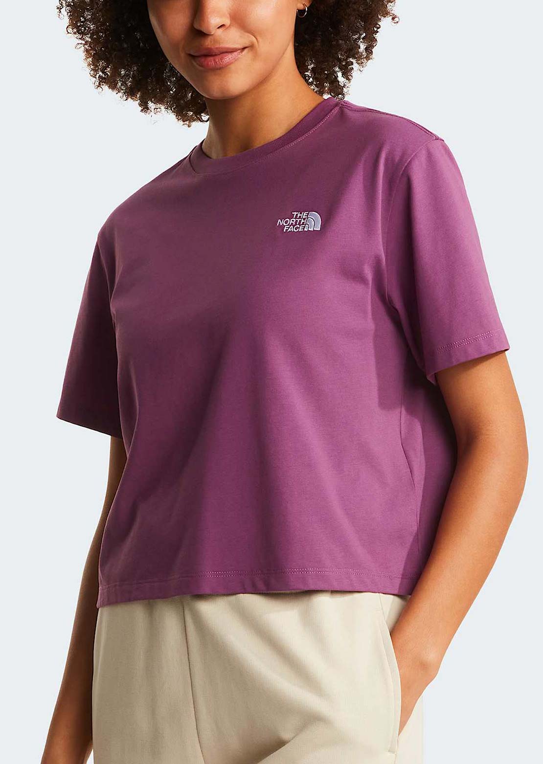 The North Face Women's Evolution Simple Dome Crop Relaxed T-Shirt Chroma Purple
