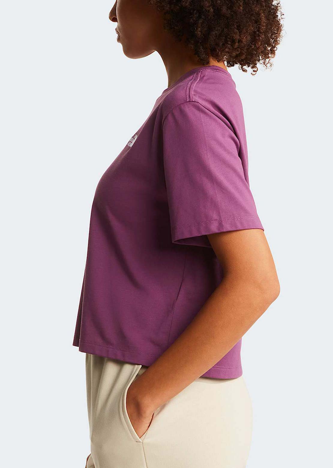 The North Face Women's Evolution Simple Dome Crop Relaxed T-Shirt Chroma Purple