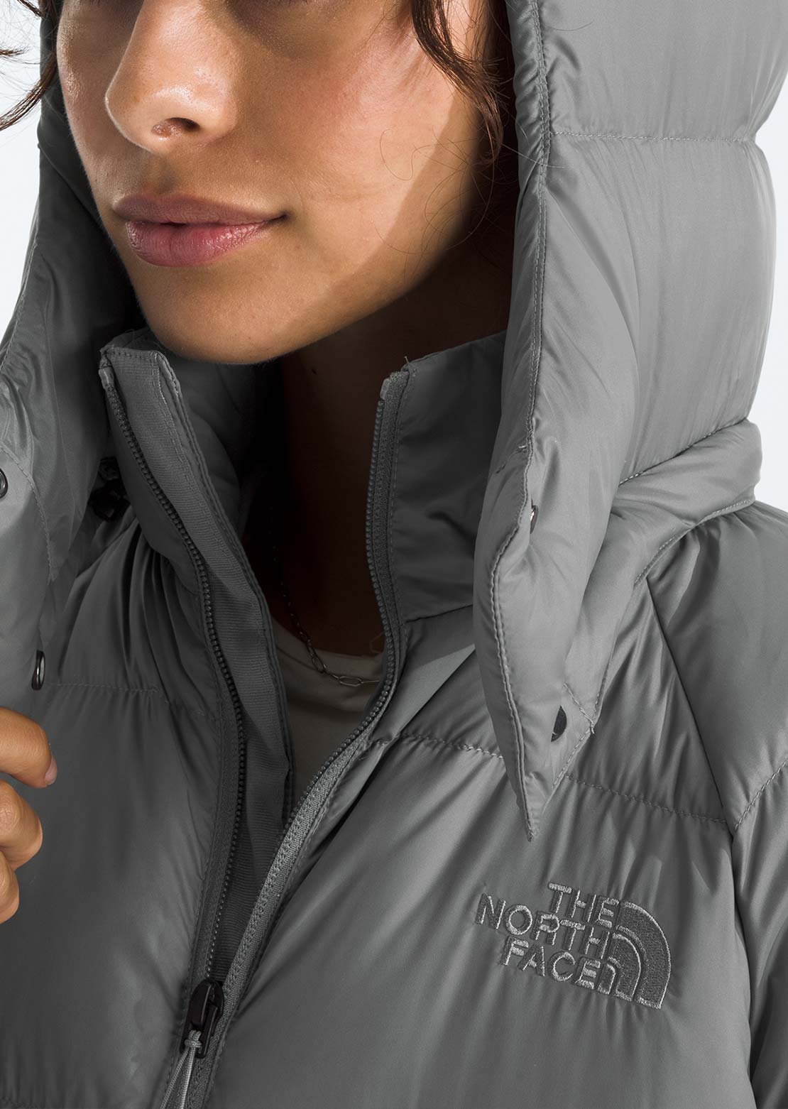 The North Face Women's Hydrenalite City Long Down Hooded Parka Smoked Pearl