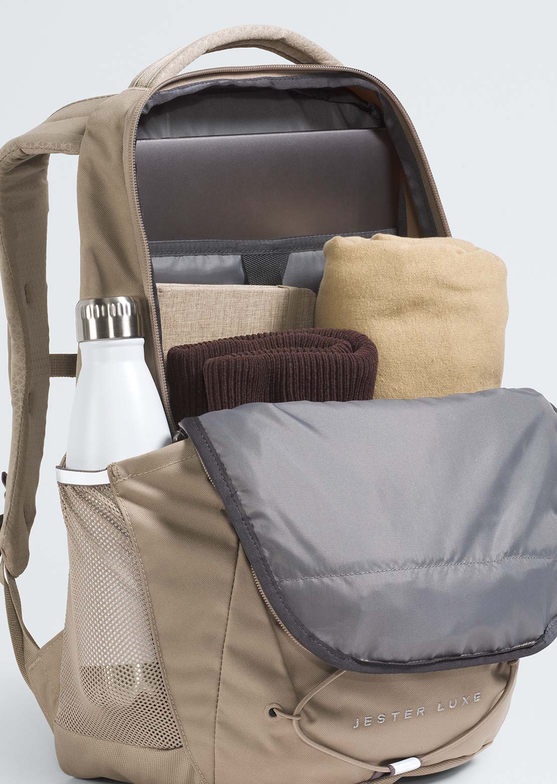 The North Face Women's Jester Luxe Backpack Mushroom Grey/Silver Metallic