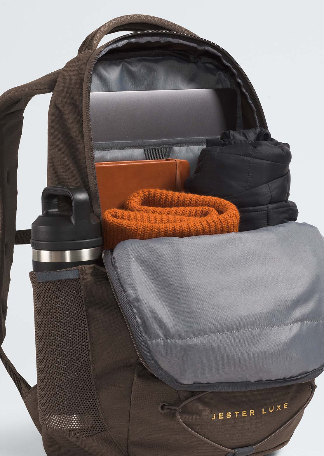 The North Face Women's Jester Luxe Backpack Smokey Brown/Gold Metallic