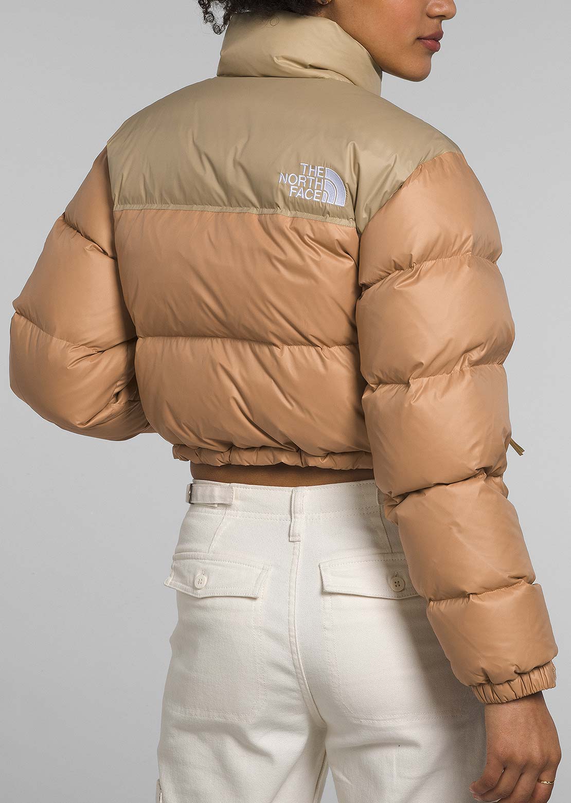 The North Face Women's Nuptse Short Jacket Almond Butter/Khaki Stone