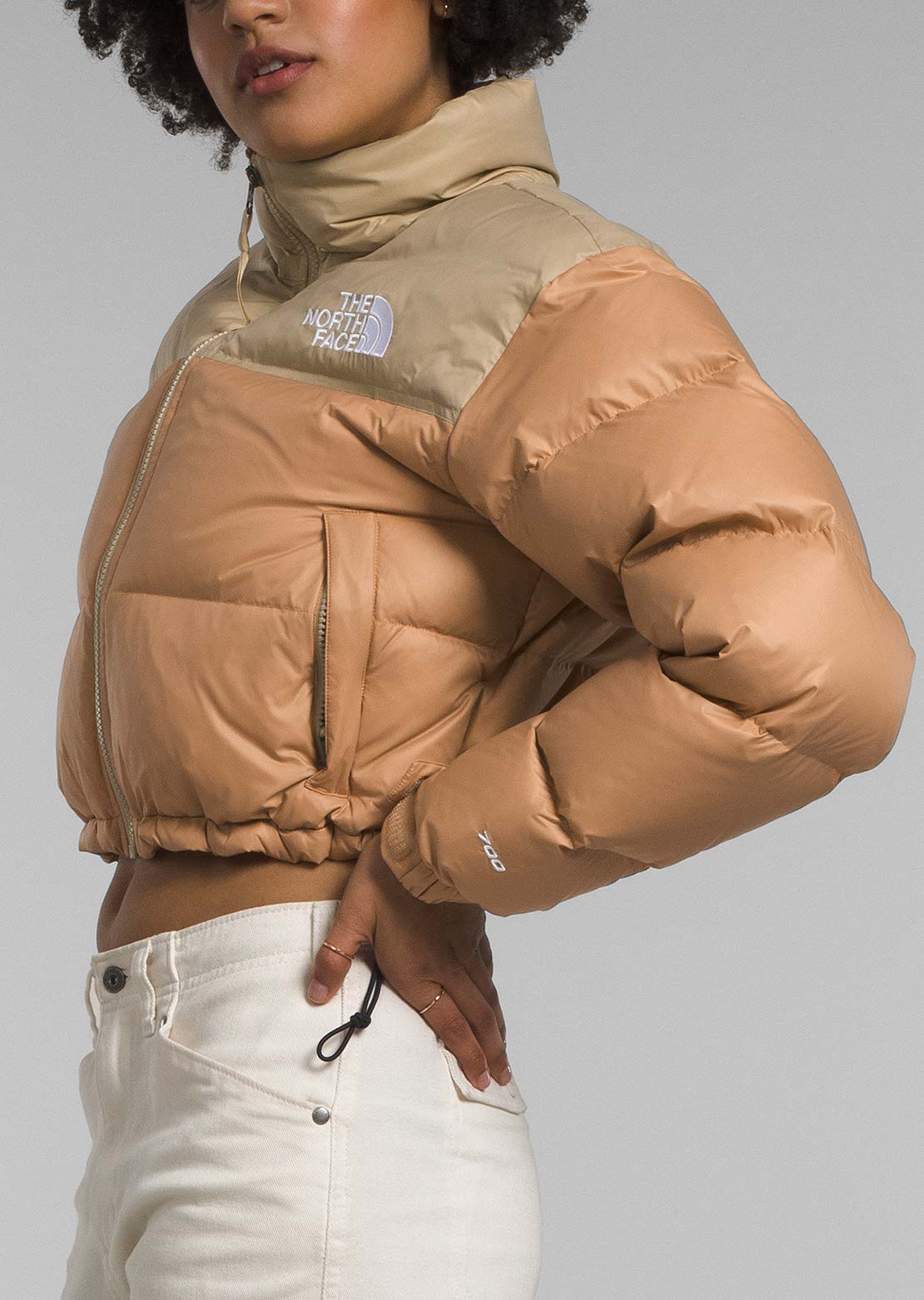 The North Face Women's Nuptse Short Jacket Almond Butter/Khaki Stone