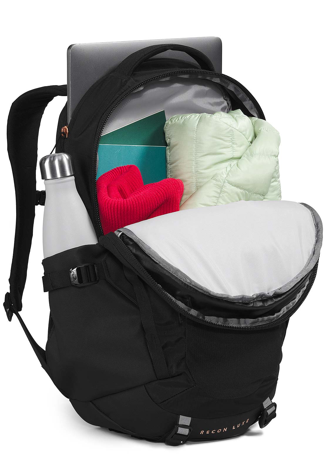 The North Face Women&#39;s Recon Luxe Backpack TNF Black/Burnt Coral Metallic-NPF