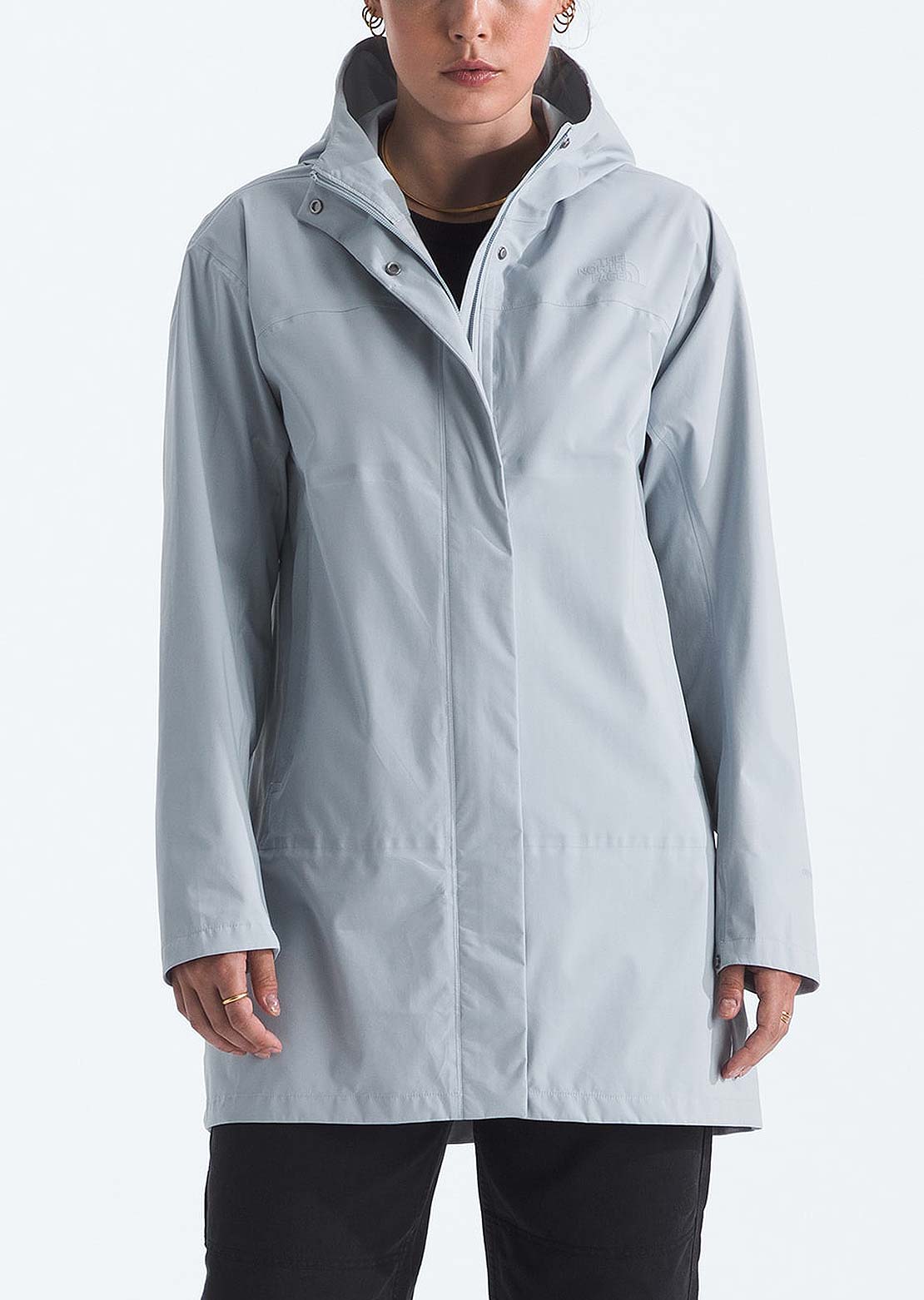 The North Face Women's Voyage Rain 3L Hooded Parka Frost Grey