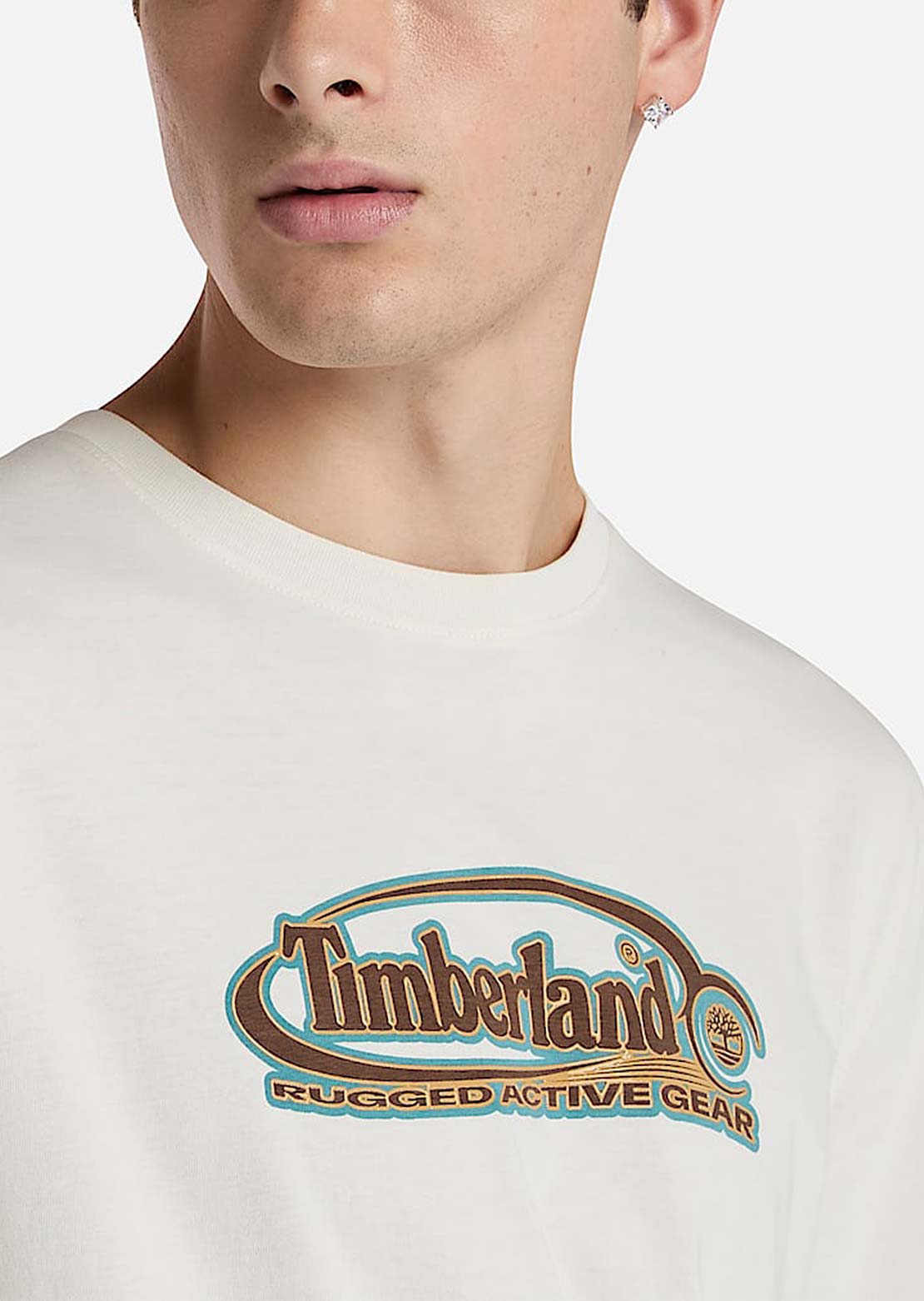 Timberland Men&#39;s Big Oval Logo T-shirt Vintage White