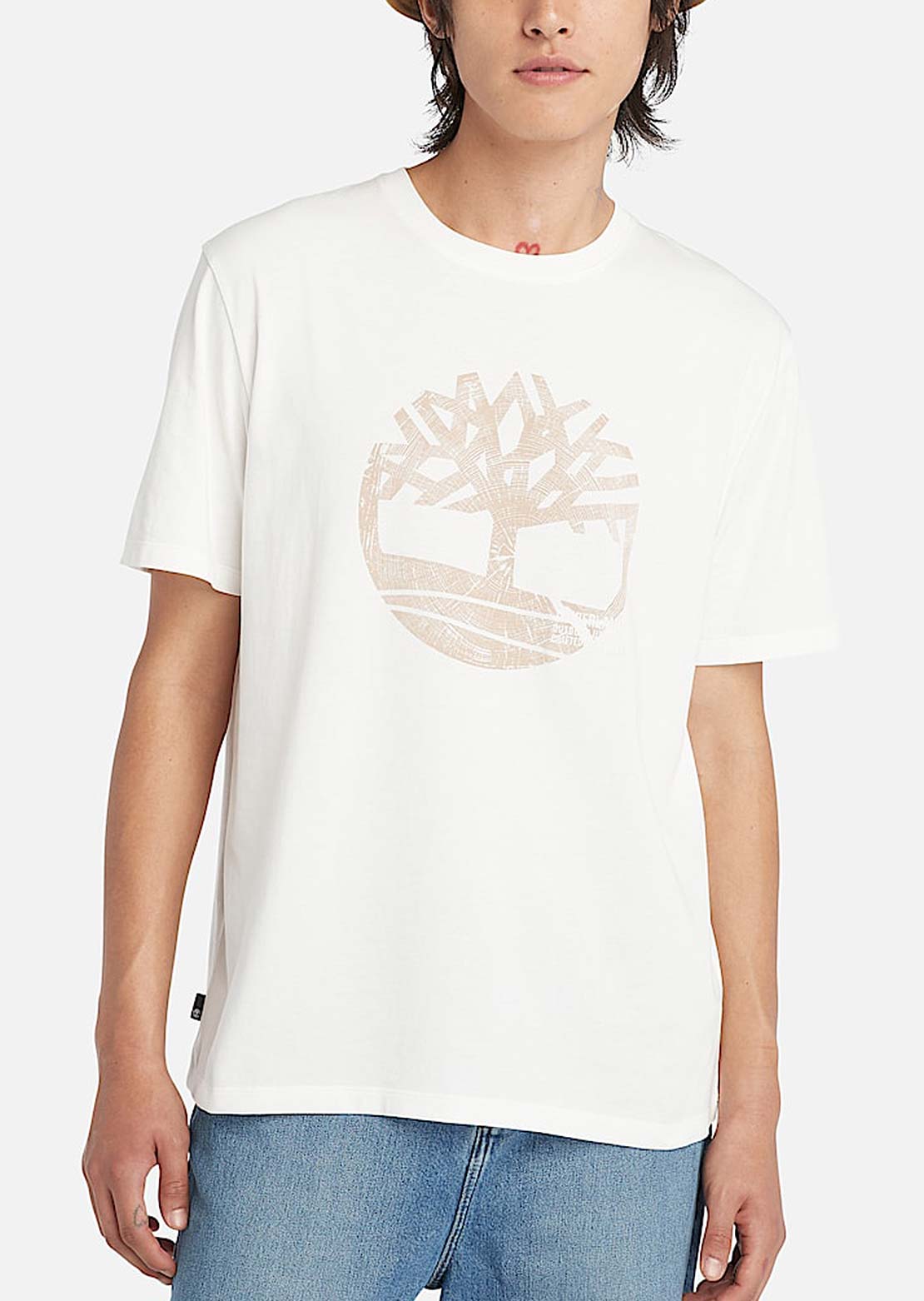 Timberland Men&#39;s Merrymack River Garment Dye Logo Graphic T-shirt Undyed