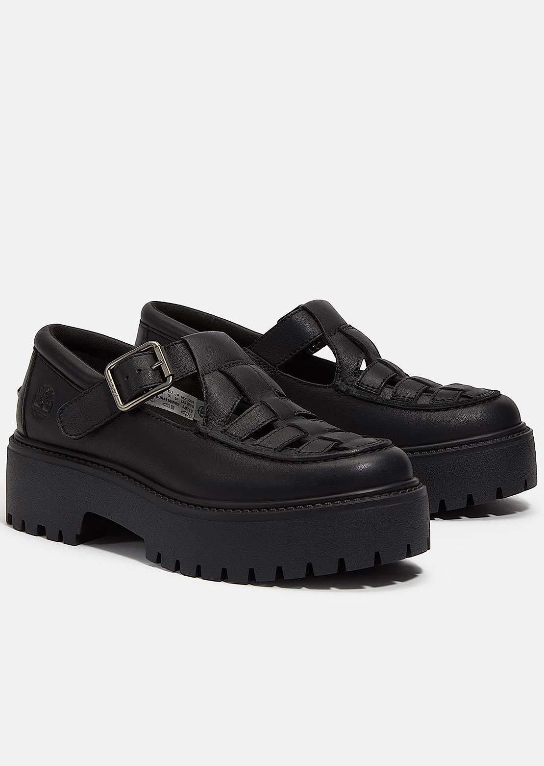 Timberland Women&#39;s Stone Street Buckle Shoes Black Full Grain