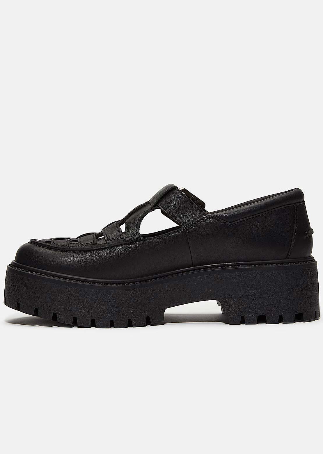 Timberland Women&#39;s Stone Street Buckle Shoes Black Full Grain