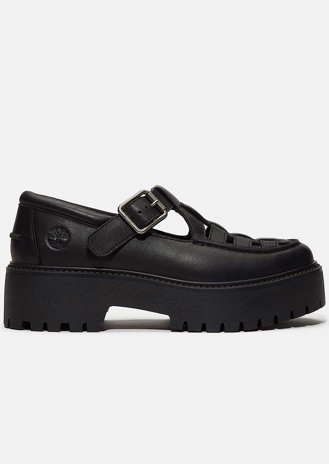 Timberland Women&#39;s Stone Street Buckle Shoes Black Full Grain