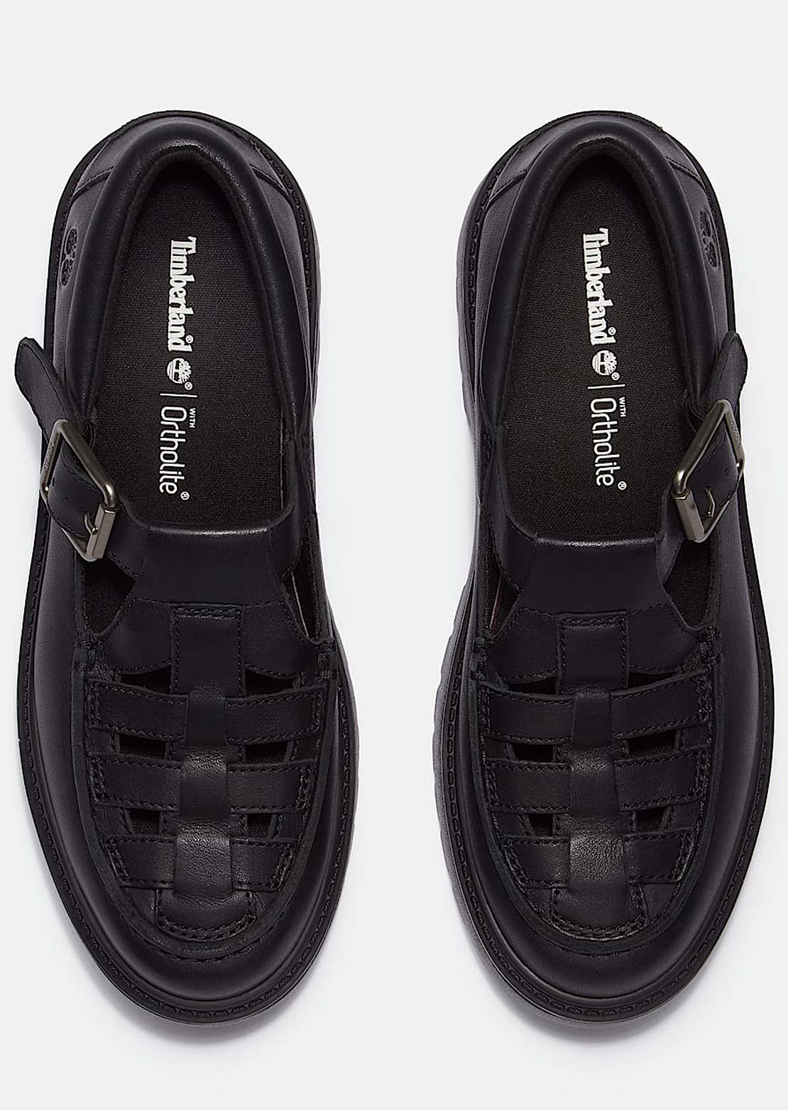 Timberland Women&#39;s Stone Street Buckle Shoes Black Full Grain