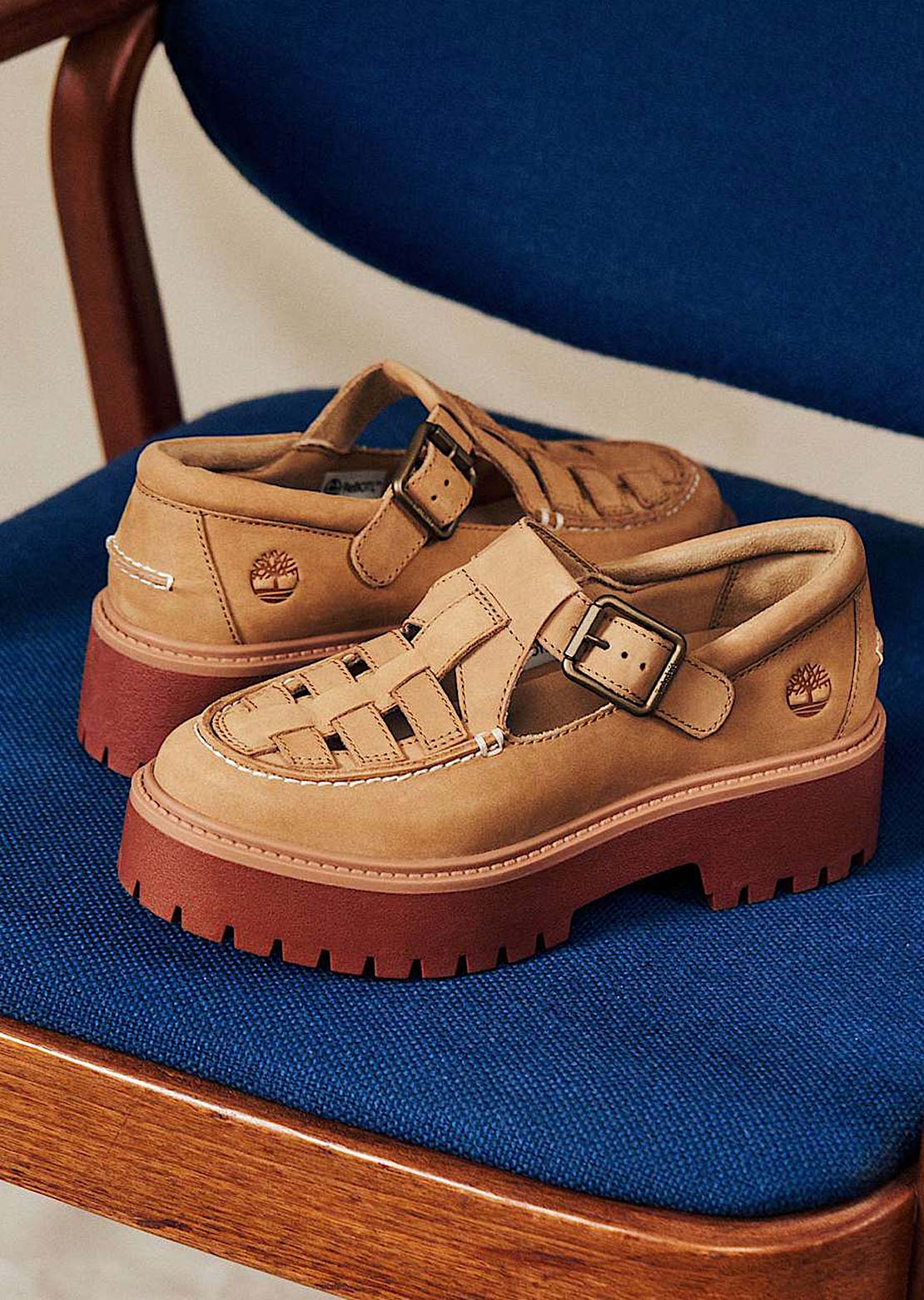 Timberland Women&#39;s Stone Street Buckle Shoes Medium Beige Nubuck