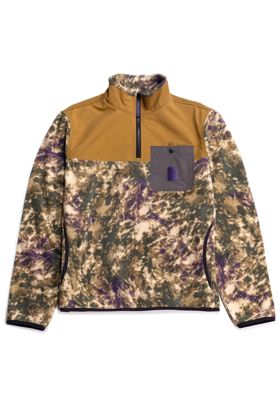 Topo Designs Men's Vista 1/4 Zip Lightweight Fleece Jacket Beetle Storm/Dark Khaki