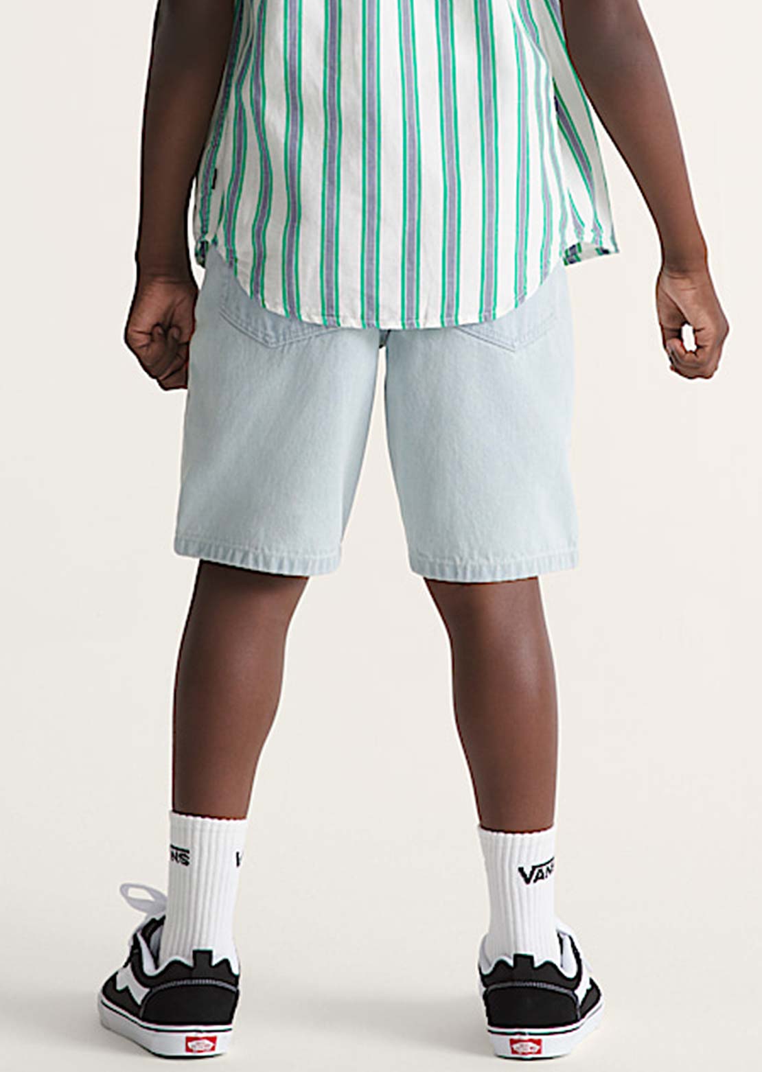 Vans Junior Check-5 Baggy Denim Shorts Ice Blue