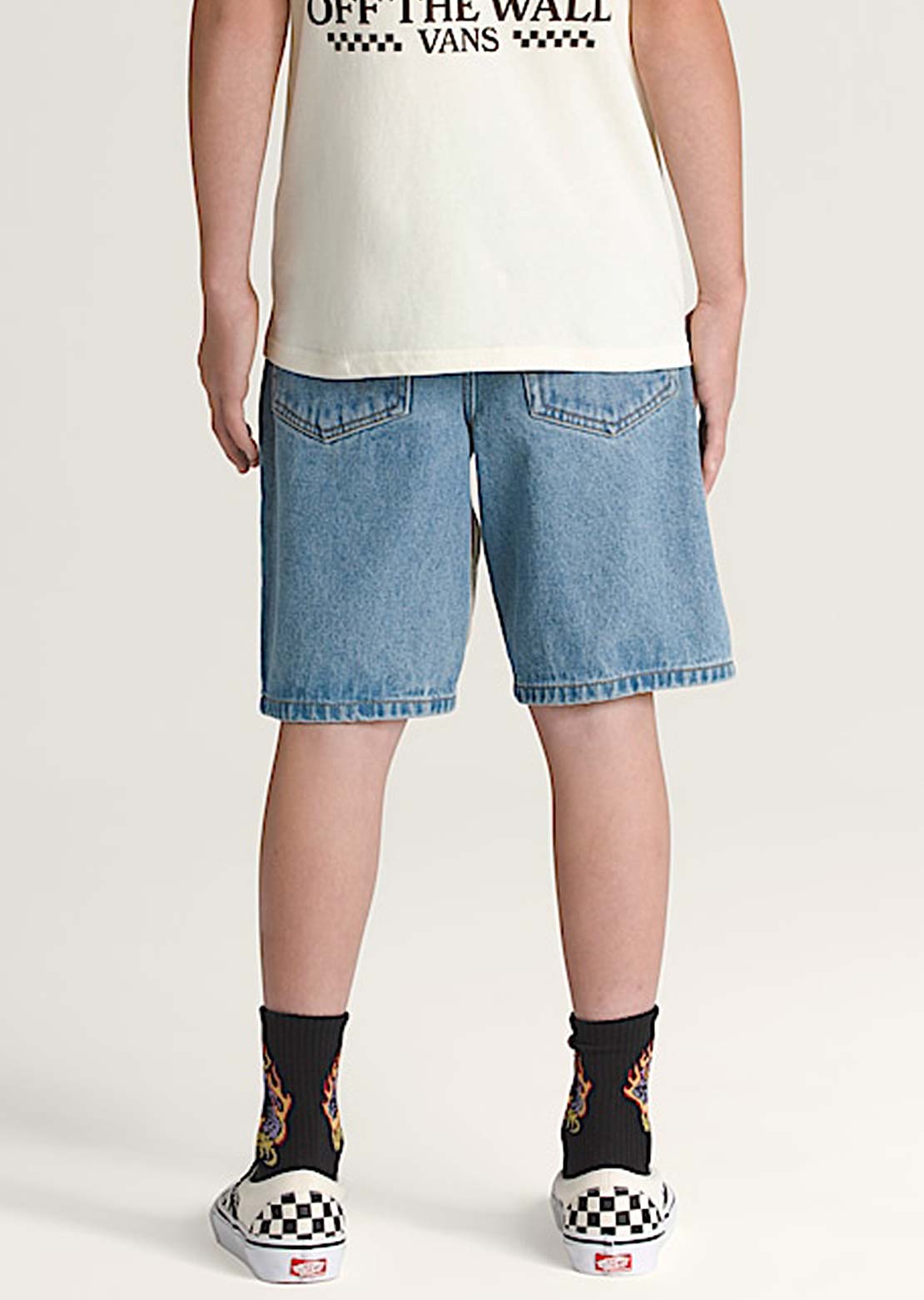 Vans Junior Check-5 Baggy Denim Shorts Stonewash Blue