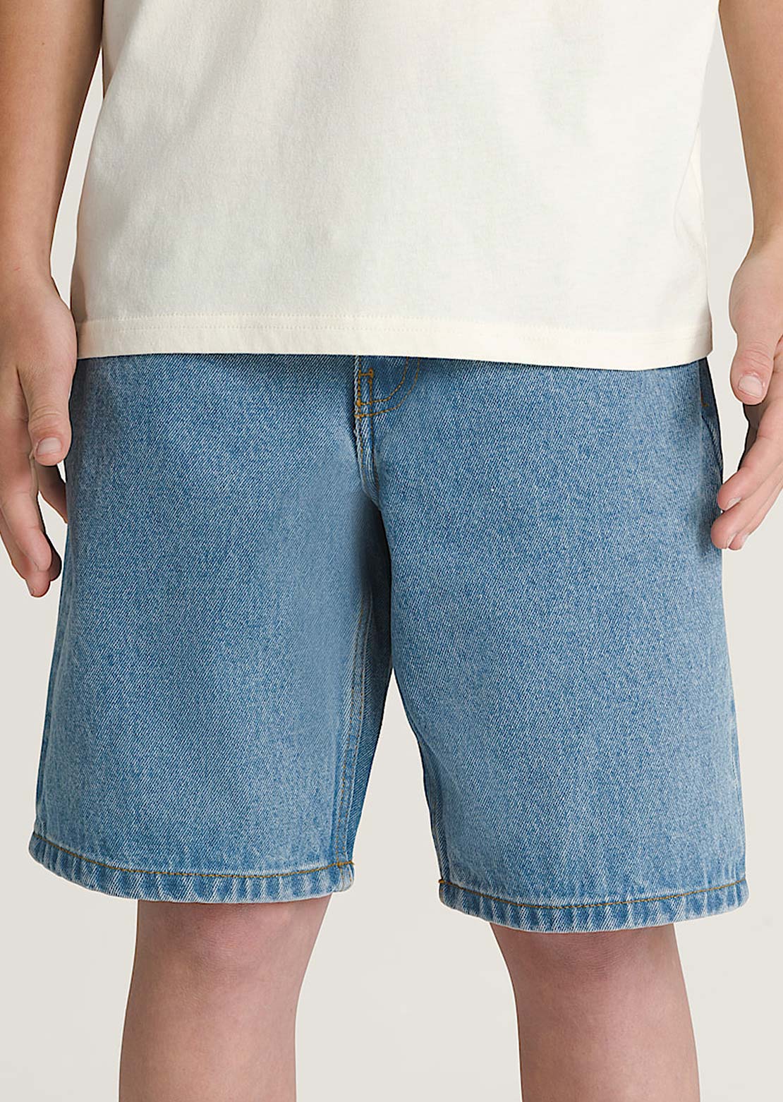 Vans Junior Check-5 Baggy Denim Shorts Stonewash Blue