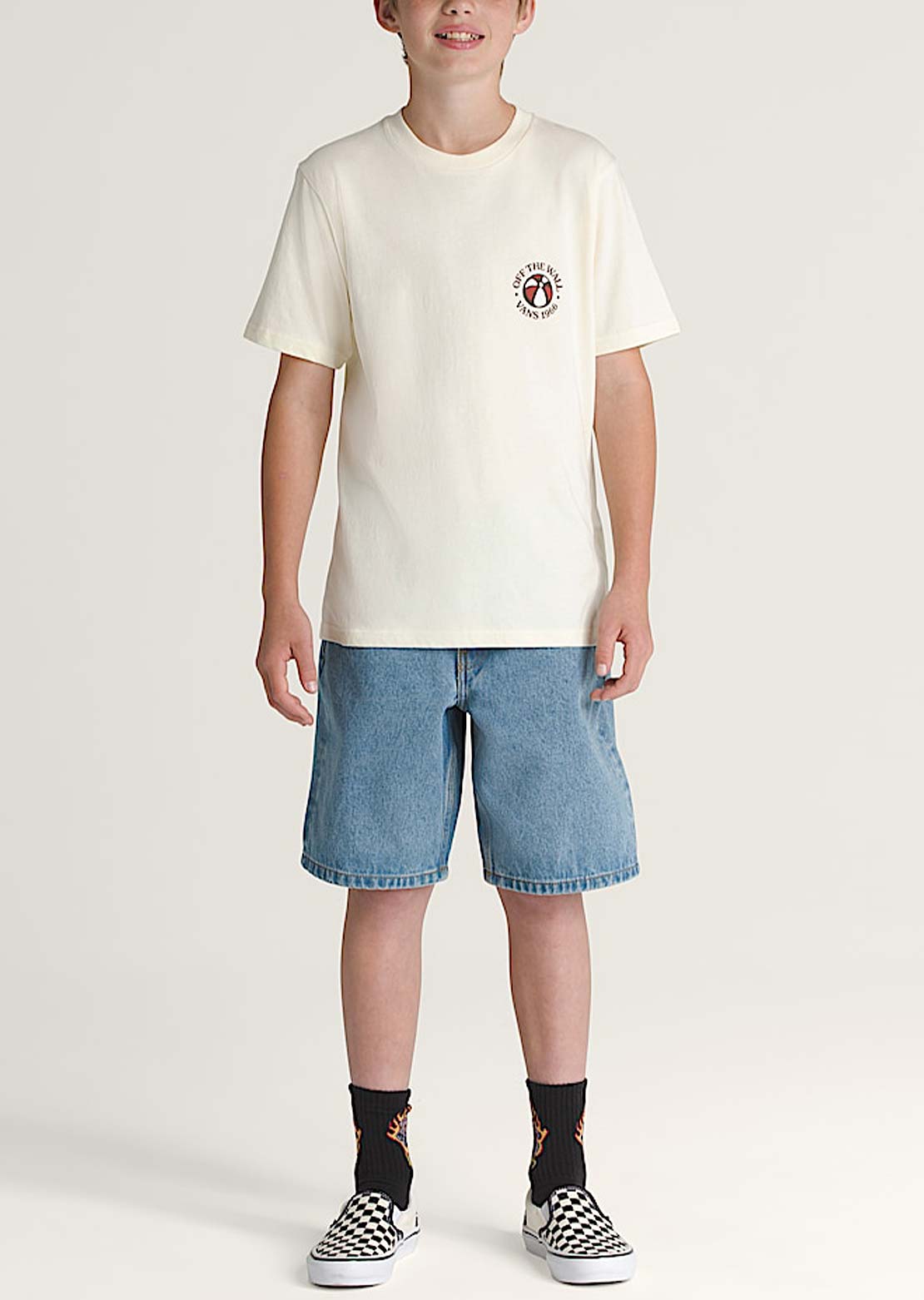 Vans Junior Check-5 Baggy Denim Shorts Stonewash Blue