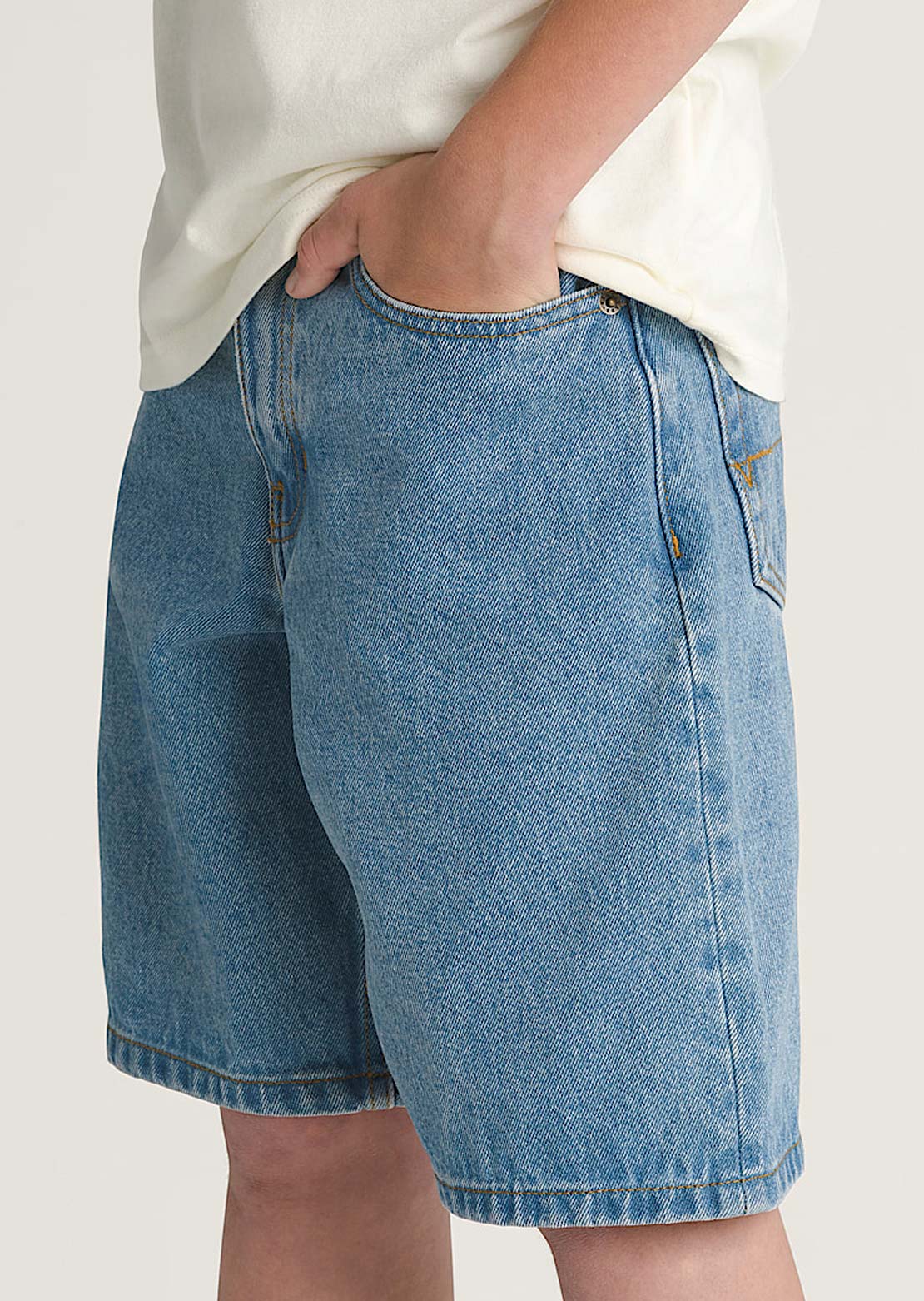 Vans Junior Check-5 Baggy Denim Shorts Stonewash Blue