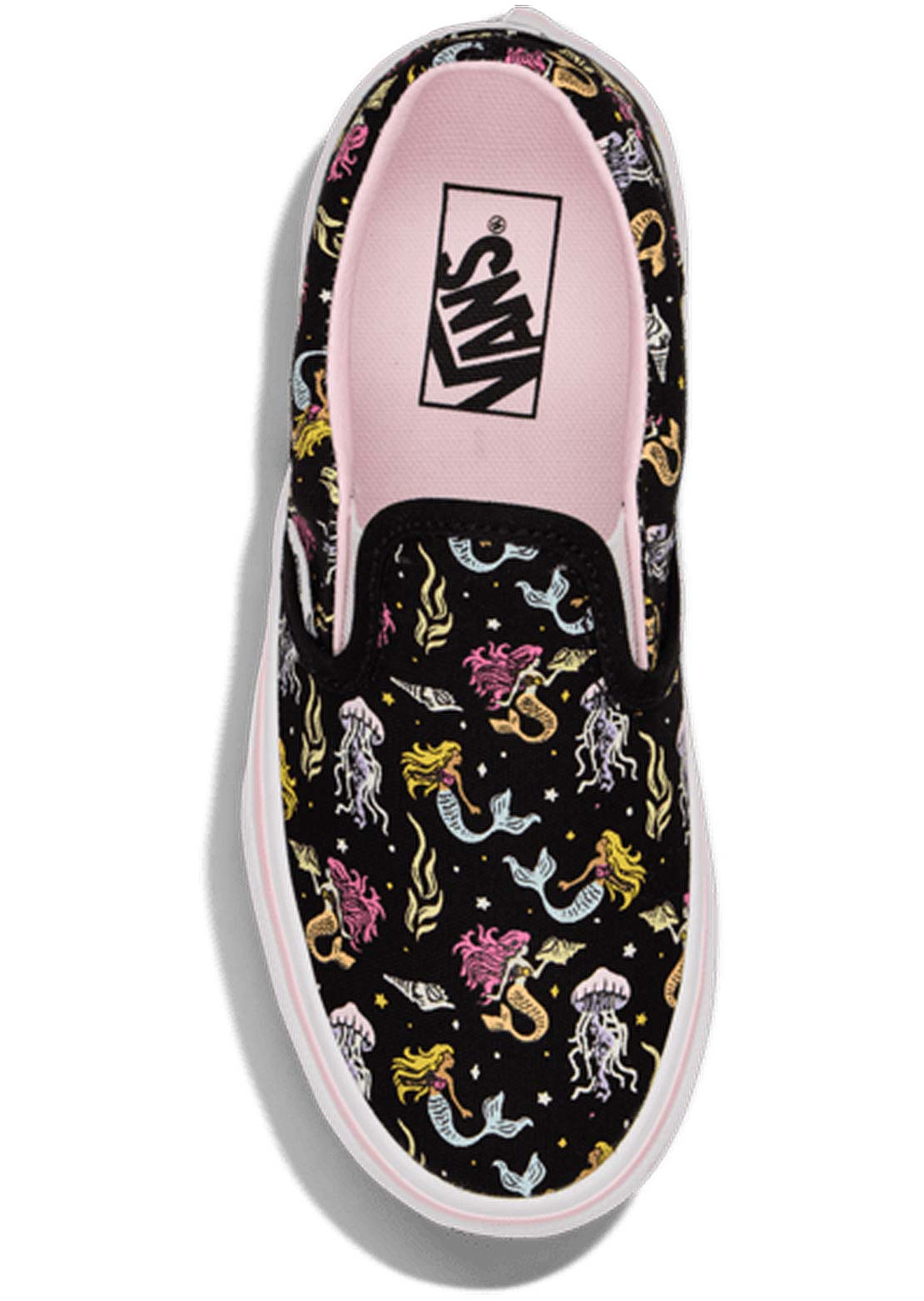 Vans Junior Classic Slip-on Shoes Glow Mermaid Black/Pastel Pink