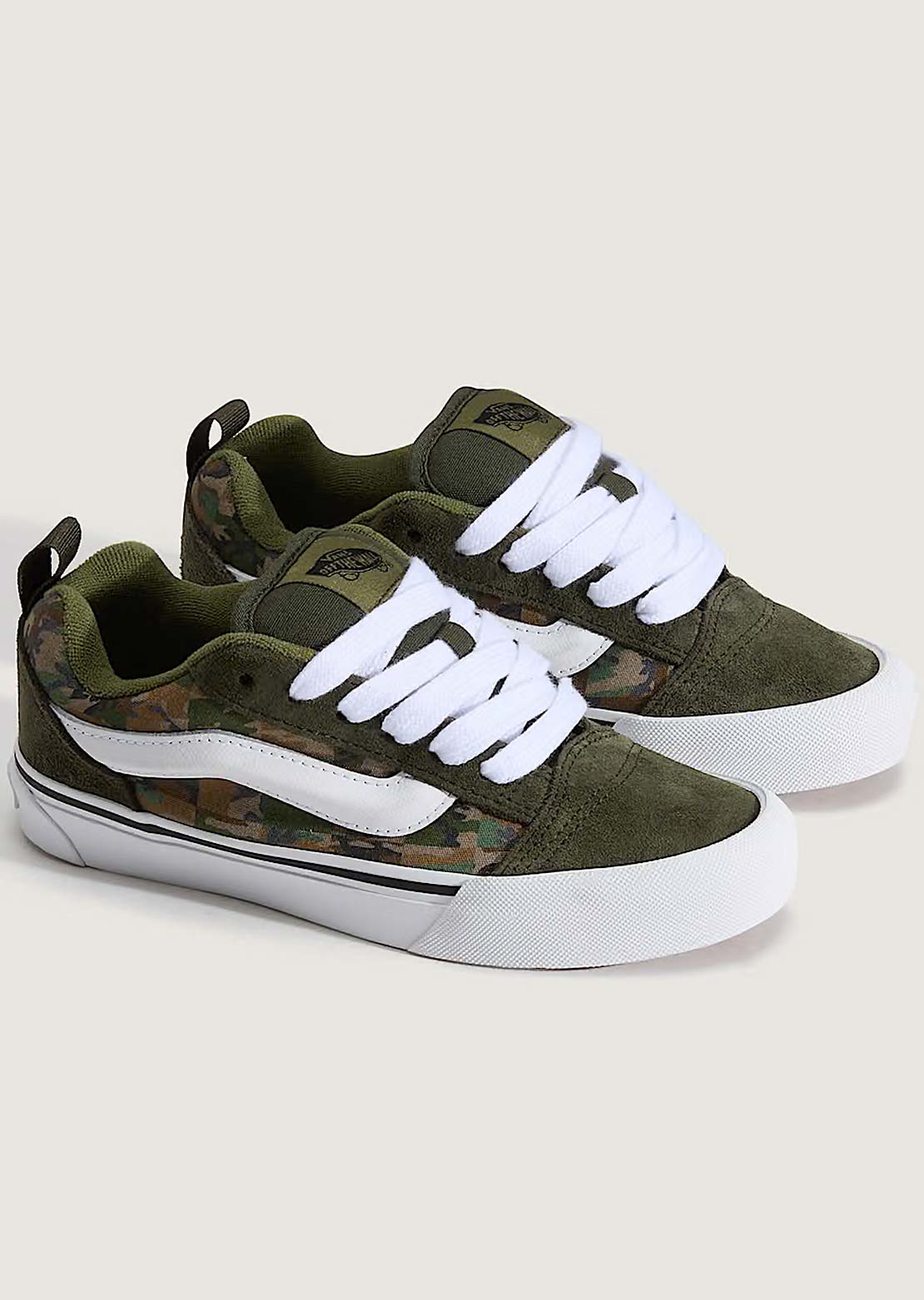 Vans Junior KNU Skool Shoes Check Camo Obsidian Fern/Green