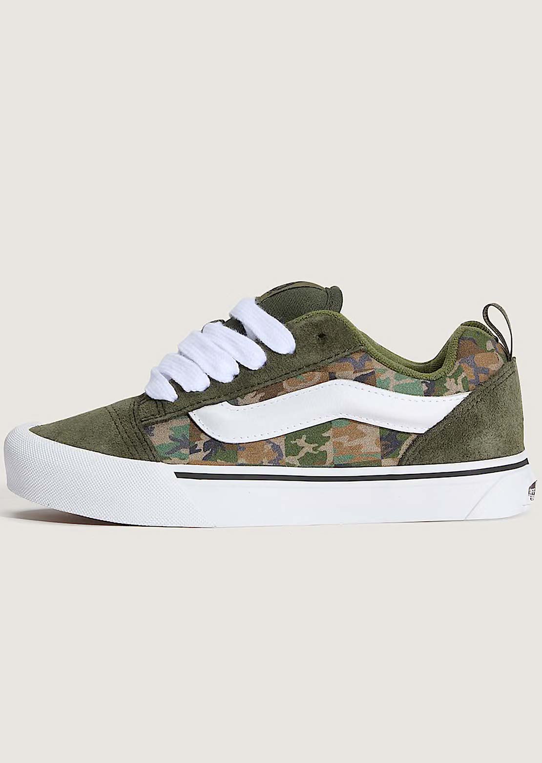 Vans Junior KNU Skool Shoes Check Camo Obsidian Fern/Green