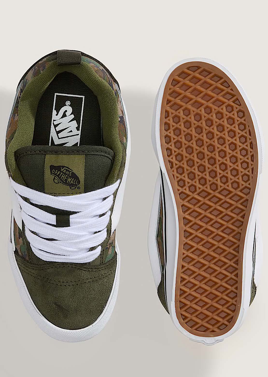 Vans Junior KNU Skool Shoes Check Camo Obsidian Fern/Green