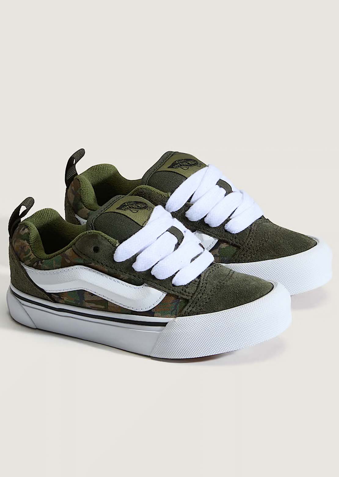 Vans Junior KNU Skool Shoes Check Camo Obsidian Fern/Green
