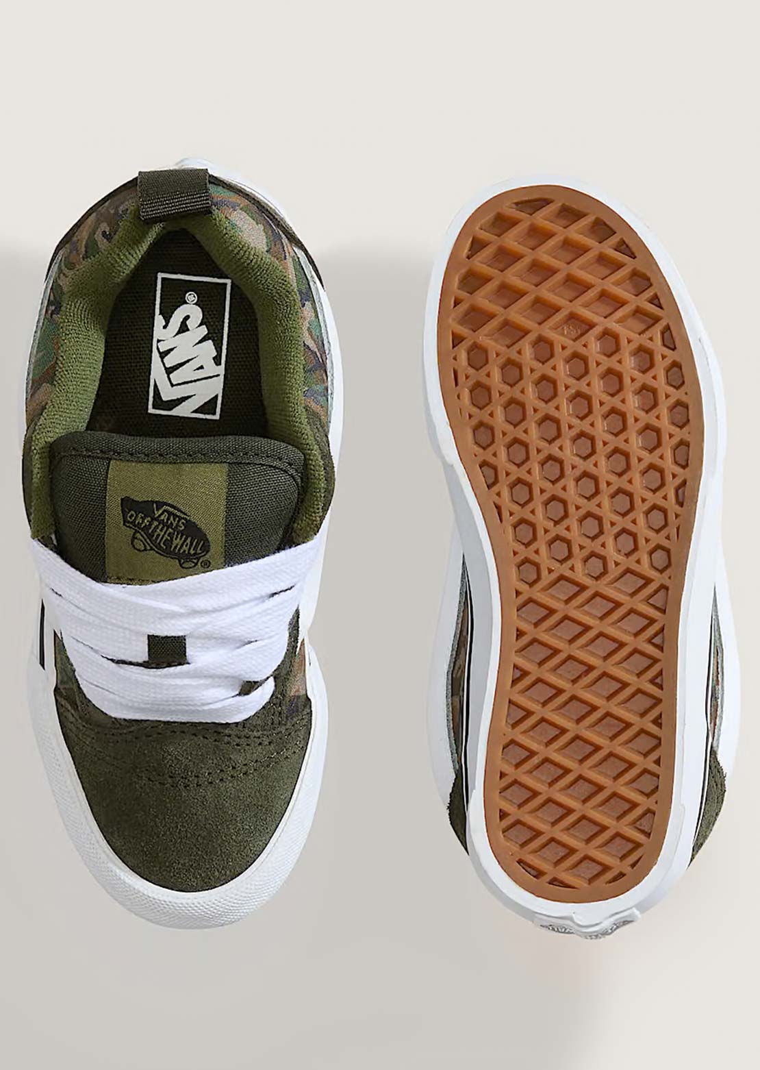 Vans Junior KNU Skool Shoes Check Camo Obsidian Fern/Green