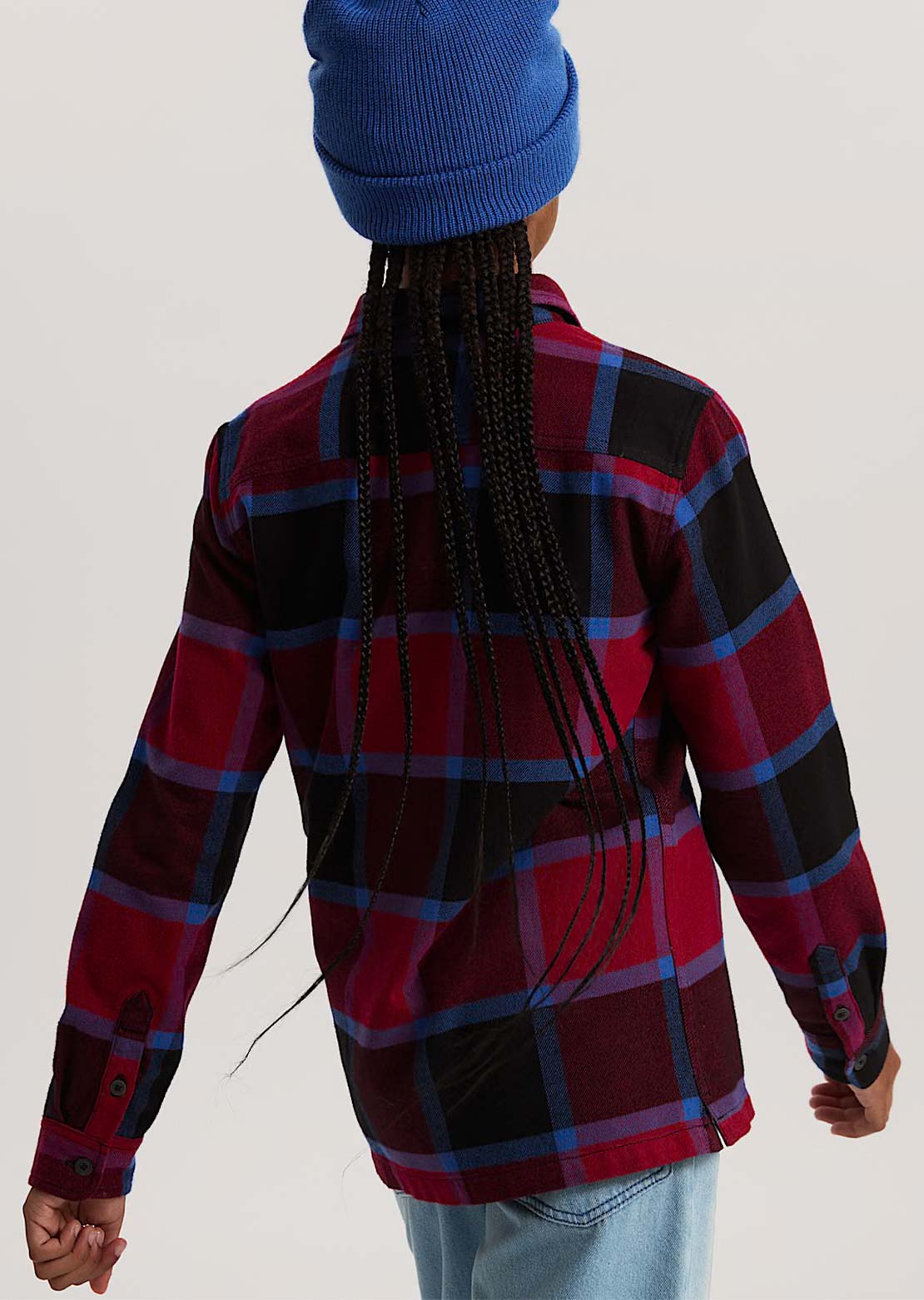 Vans Junior Larkspur Plaid Flannel Button Up Shirt Bordeaux/Black