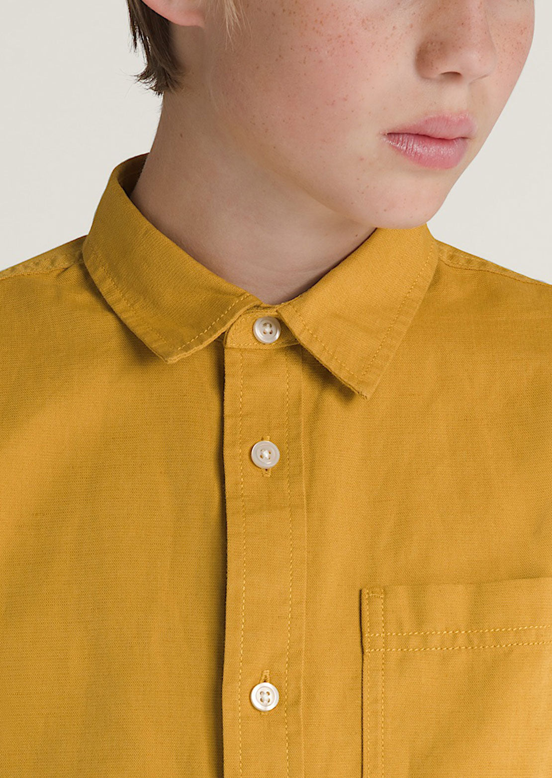 Vans Junior Lawson Solid Button Up Woven Shirt Harvest Gold
