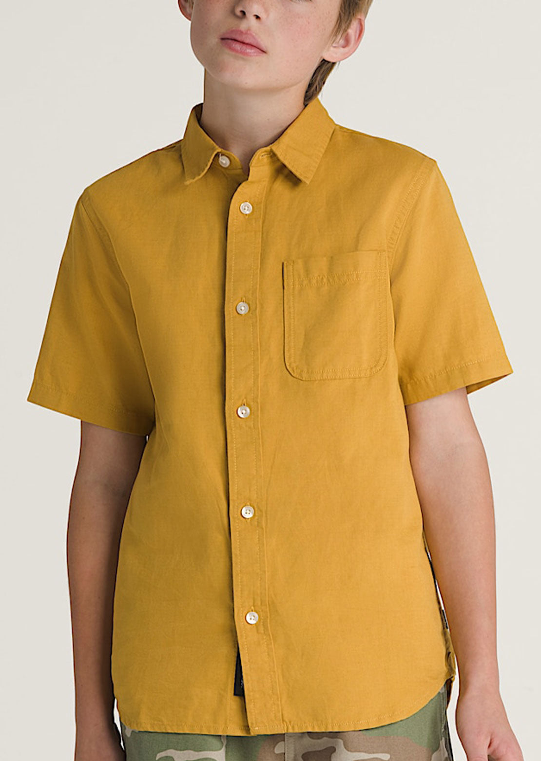 Vans Junior Lawson Solid Button Up Woven Shirt Harvest Gold