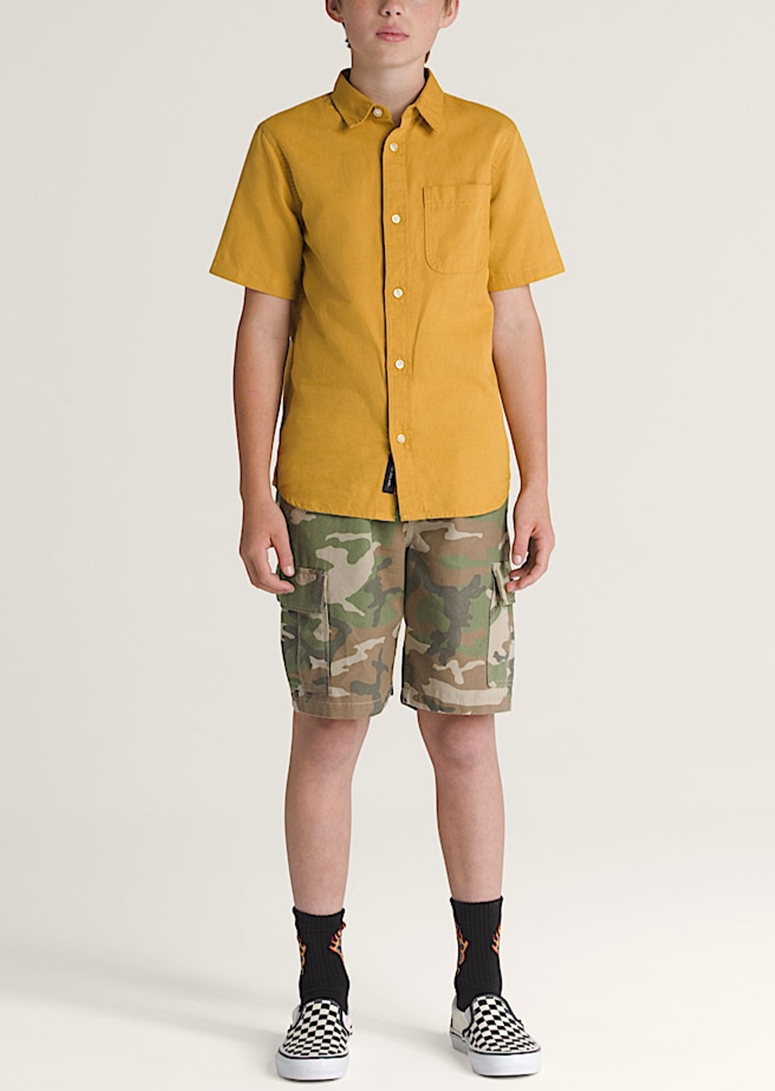 Vans Junior Lawson Solid Button Up Woven Shirt Harvest Gold