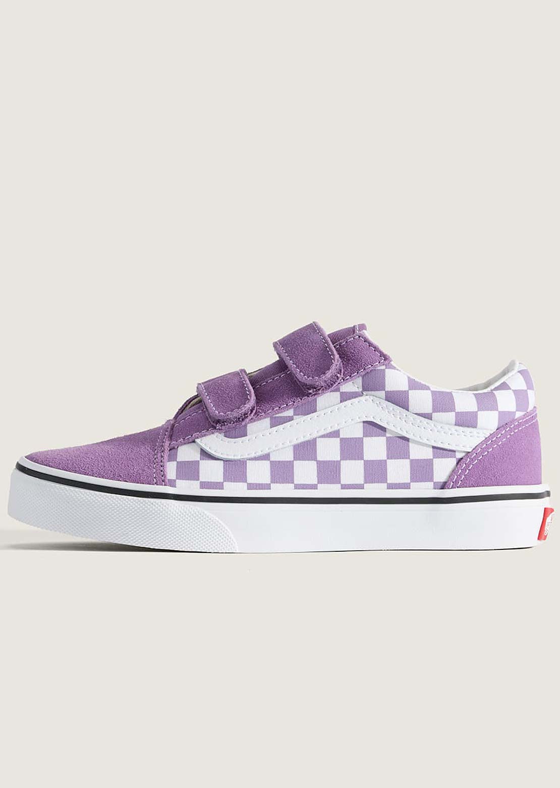 Vans Junior Old Skool V Shoes Color Theory Checkerboard Prism Purple