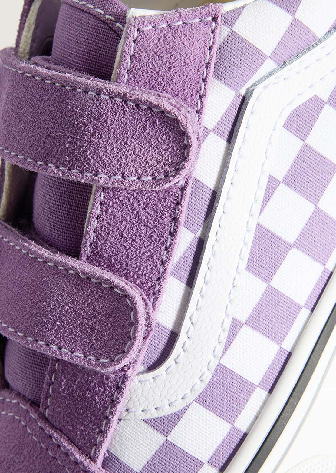 Vans Junior Old Skool V Shoes Color Theory Checkerboard Prism Purple