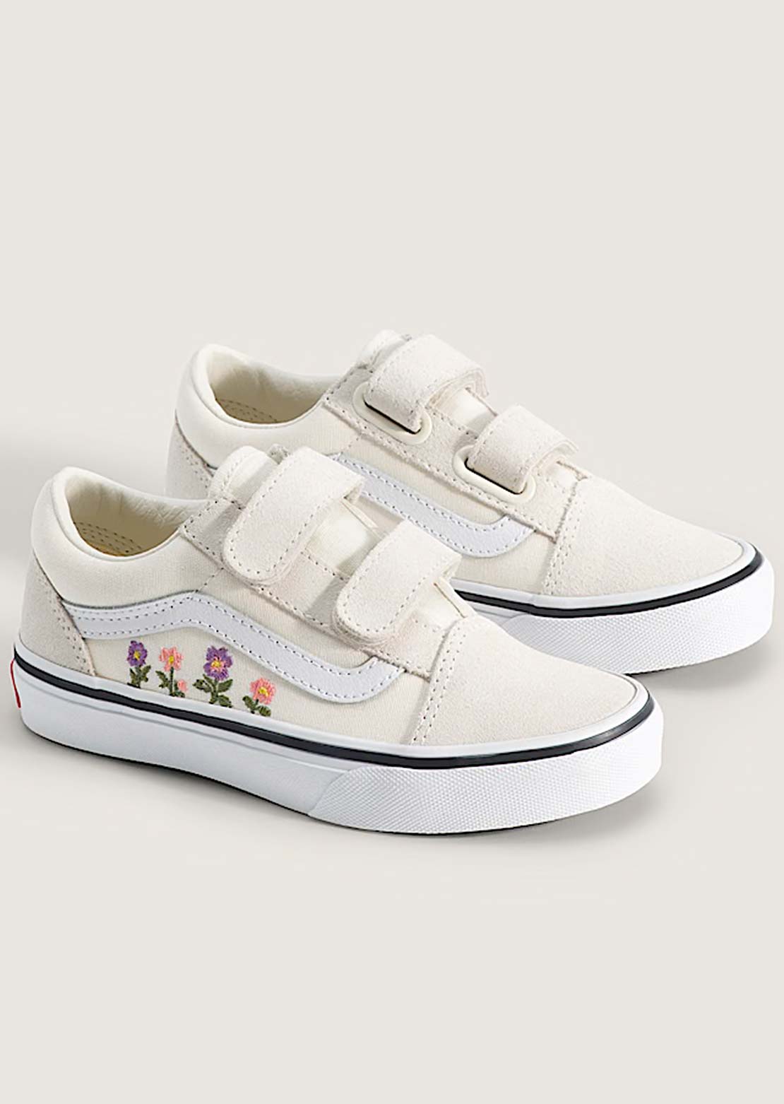 Vans Junior Old Skool V Shoes Floral Embroidery Marshmallow
