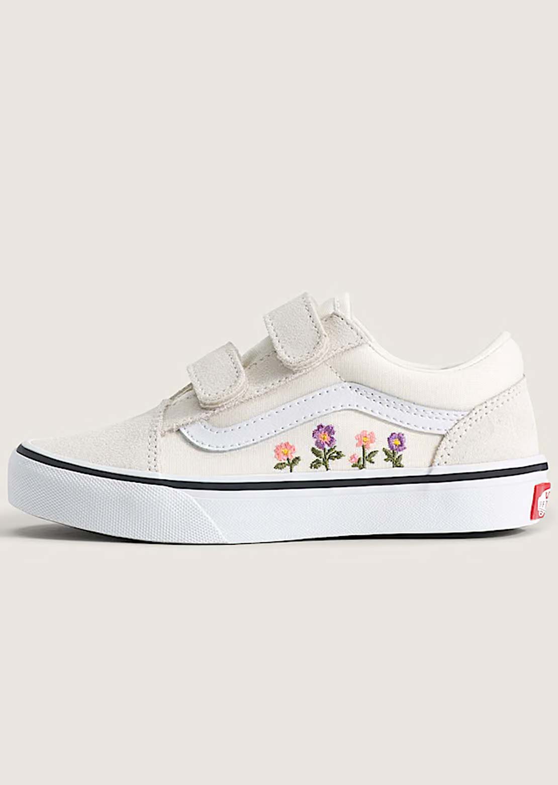 Vans Junior Old Skool V Shoes Floral Embroidery Marshmallow