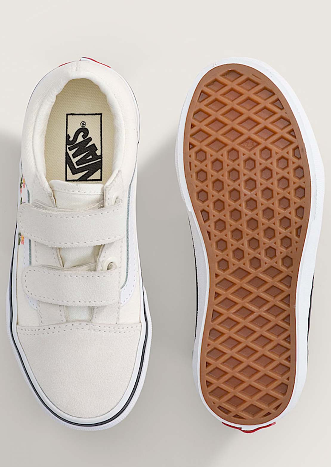 Vans Junior Old Skool V Shoes Floral Embroidery Marshmallow