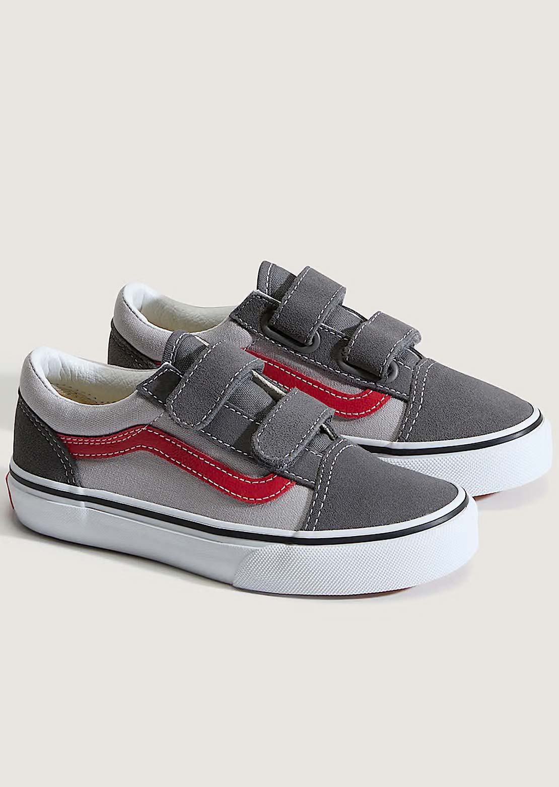 Vans Junior Old Skool V Shoes Pewter/Racing Red