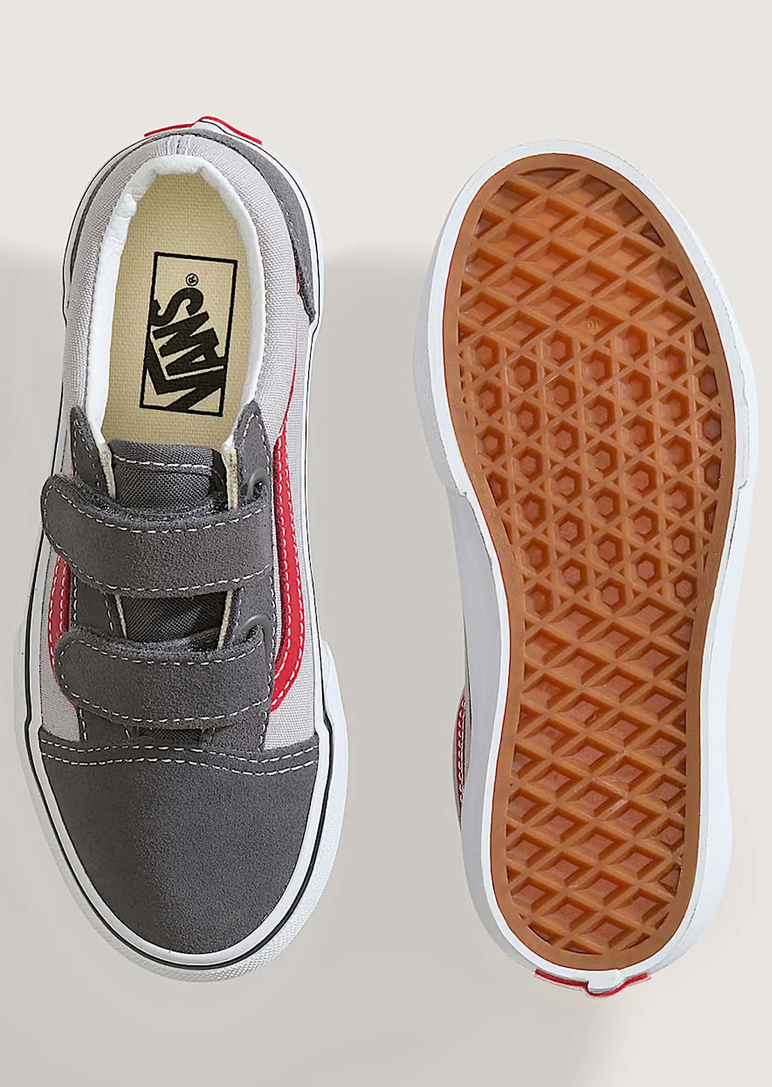 Vans Junior Old Skool V Shoes Pewter/Racing Red
