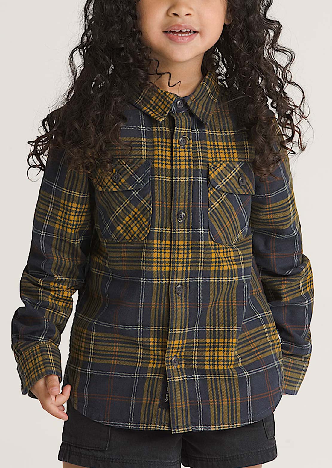 Vans Junior Otis Long Sleeve Woven Button Up Shirt Parisian Night