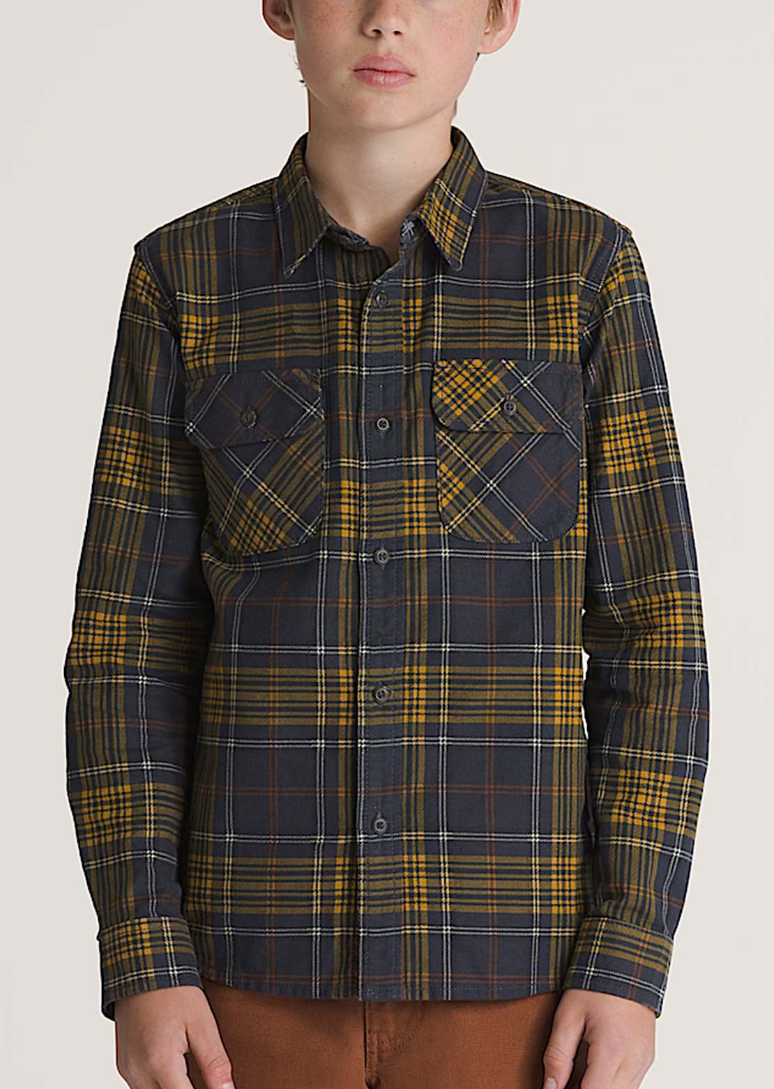 Vans Junior Otis Long Sleeve Woven Button Up Shirt Parisian Night