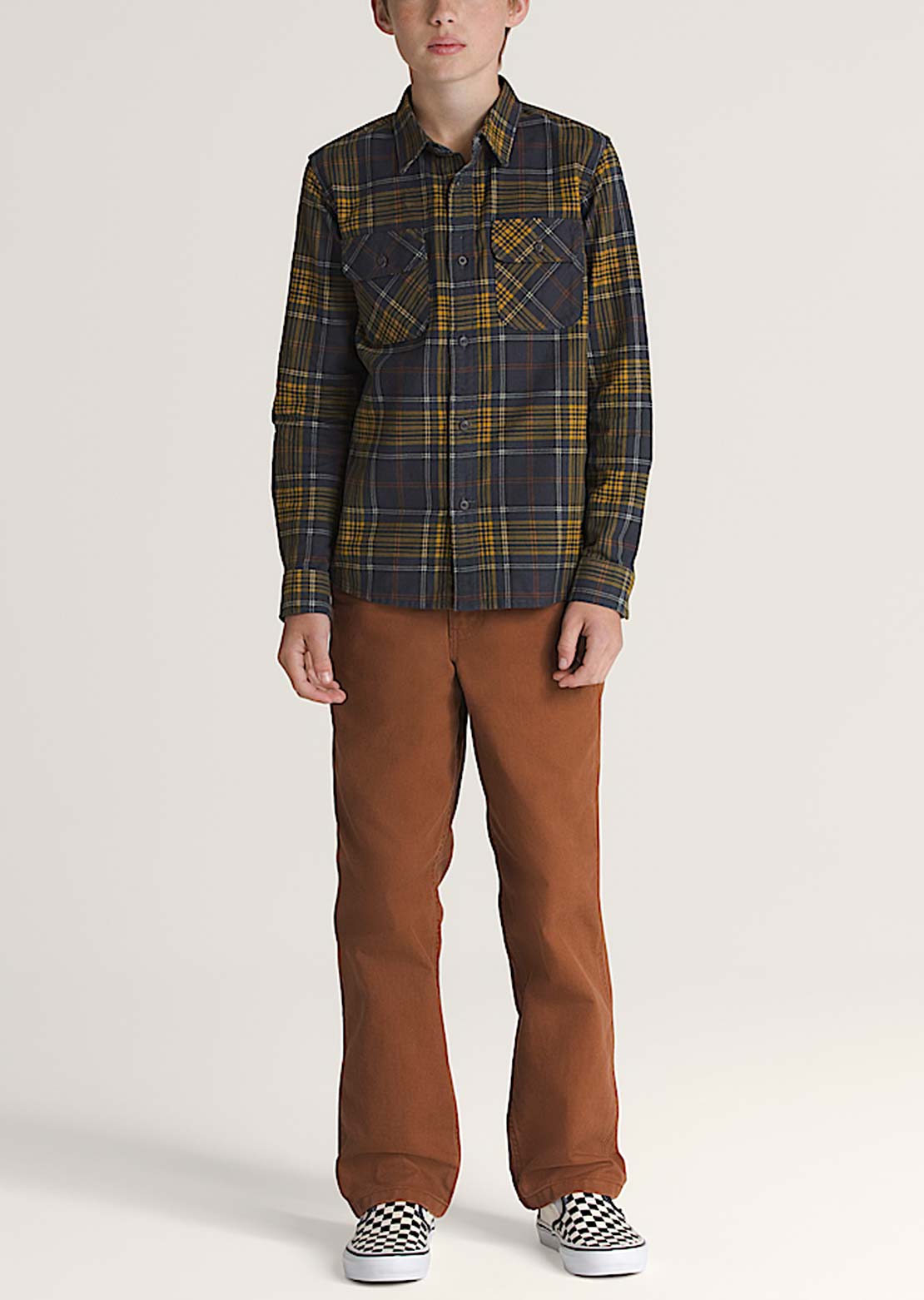 Vans Junior Otis Long Sleeve Woven Button Up Shirt Parisian Night