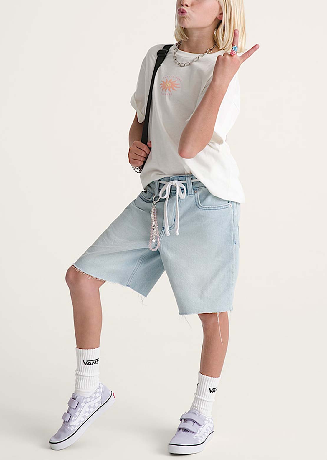 Vans Junior Sirelle Cut-Off Shorts Light Stonewash Blue