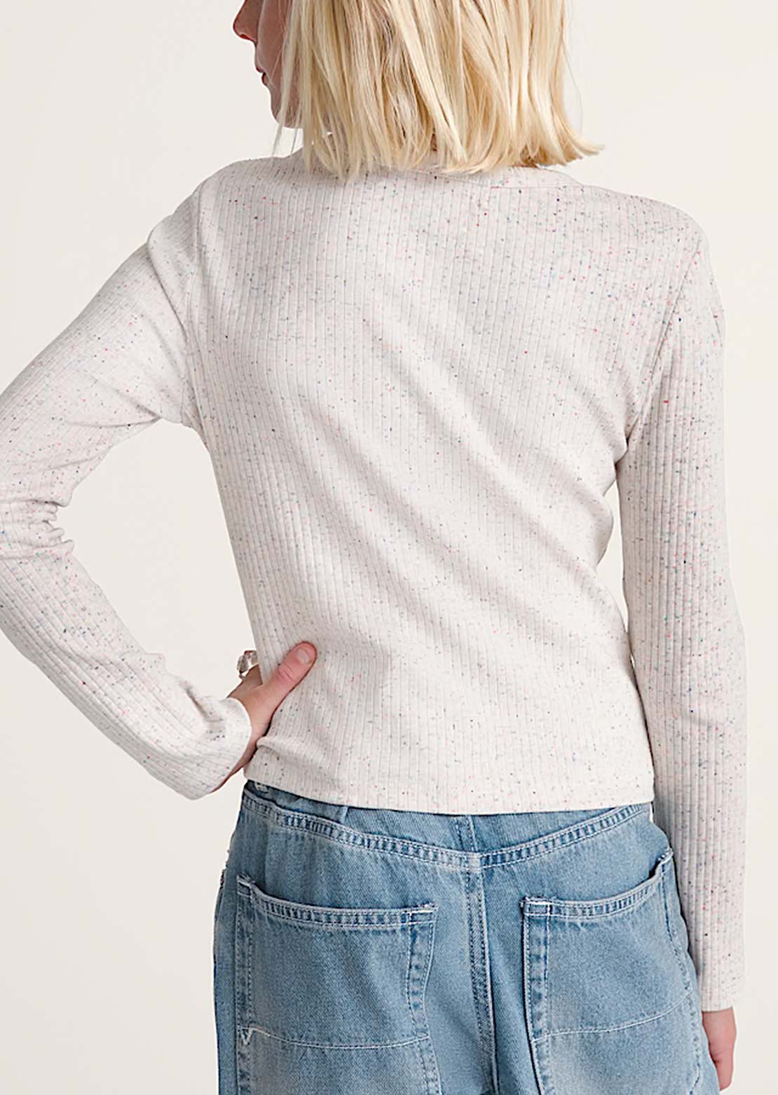 Vans Junior Teri Confetti Rib Long Sleeve Marshmallow