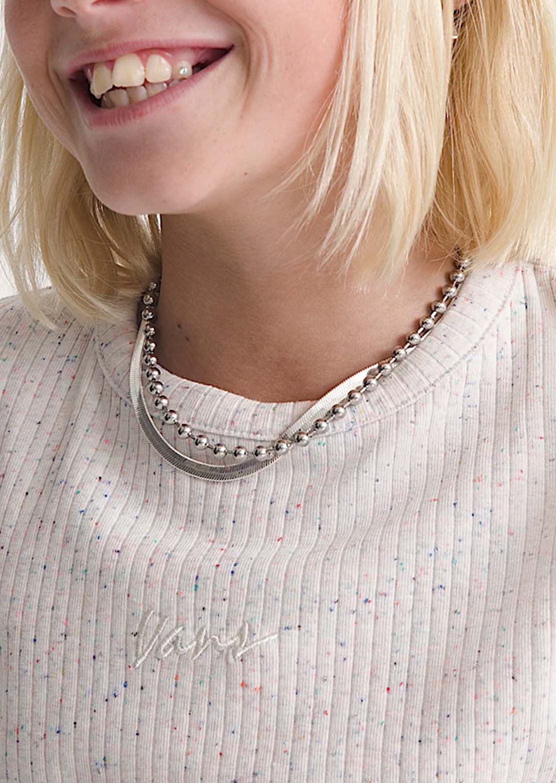 Vans Junior Teri Confetti Rib Long Sleeve Marshmallow